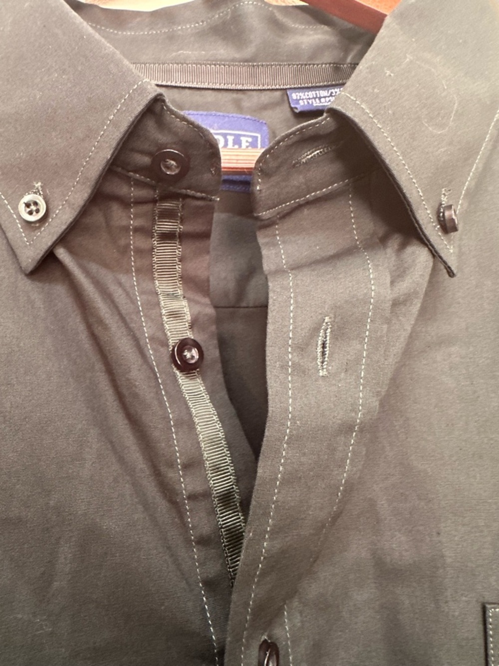 Men’s Panhandle Select Dark Green Solid Stretch Poplin Button up Long sleeve - Picture 7 of 11